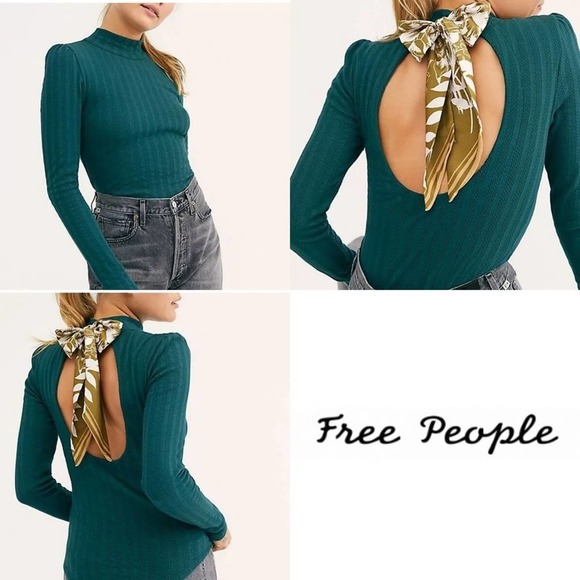 Free People Tops - Free People Top Slim Dream Green Mock Neck Top L